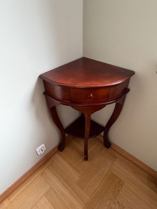 Elegancka konsola narożna z szufladą | Stolik narożny | Styl klasyczny | Drewno