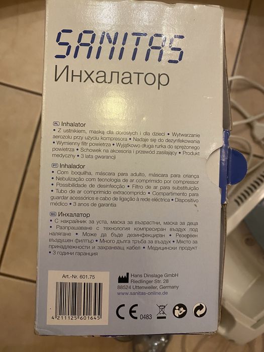 Inhalator Sanitas SIH 20 bialy Germany Niemcy