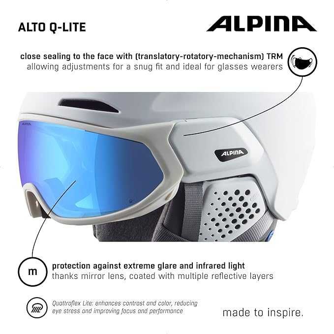 Kask narciarski - ALPINA ALTO Q-LITE white matt (blue revo), 55-59 cm