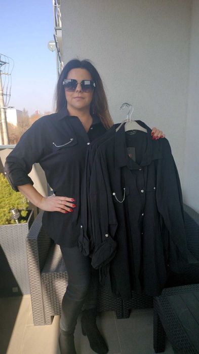 Koszula damska plus size oversize S czarna