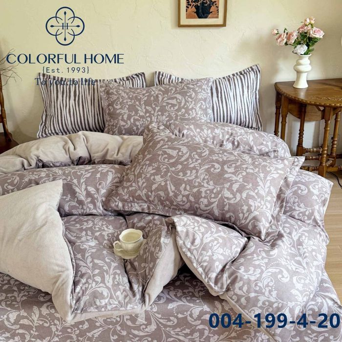 Постільний комплект 4 сезони "COLORFUL HOME""Фланель-Велюр" Євро розмір.
