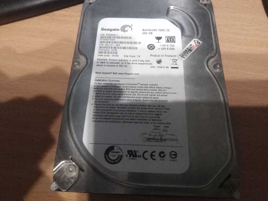 Жесткий диск Seagate barracuda 250 gb sata полурабочий + БОНУС