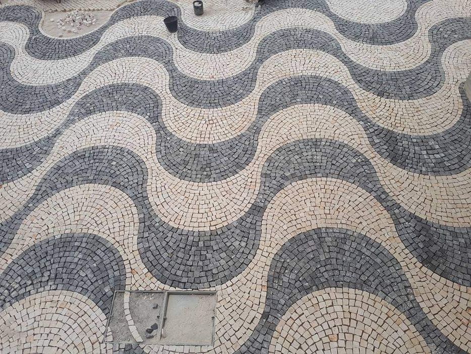 Calcadas lancil pave muros pedra