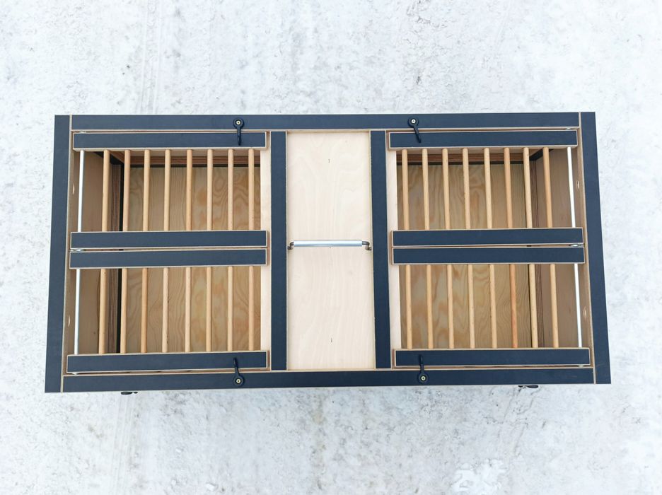 Kosz transportowy dla gołębi PREMIUM Black - duży, dzielony, 80×40×23