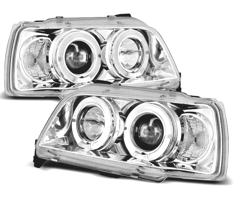 FAROIS FRONTAIS RENAULT CLIO 90-95 ANGEL EYES FUNDO CROMADO