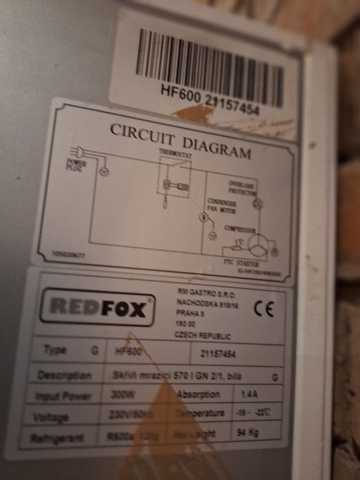 Szafa mroźnicza 1 drzwiowa redfox