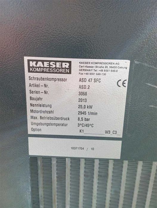 SPRAWNA!!! Spreżarka śrubowa Kaeser ASD47 SFC 25kW 5,27m3/min S014136