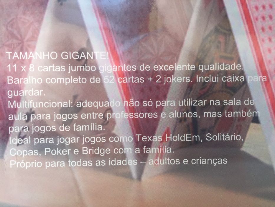 Baralho de cartas de jogar tamanho Jumbo / Gigante
