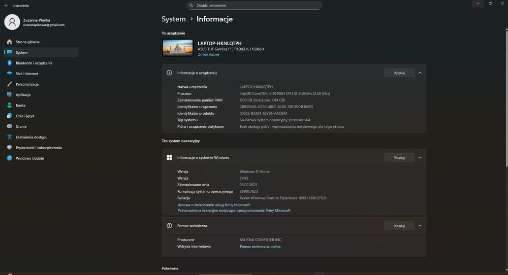ASUS TUF Gaming F15 – i5-10300H | GTX | SSD | Idealny do gier i pracy
