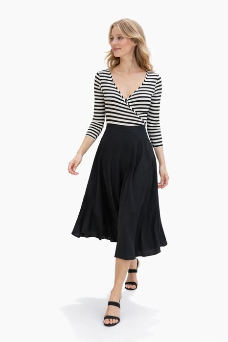 Mango czarny ripped sweter kopertowy z falbanką bawełna m 1i4a