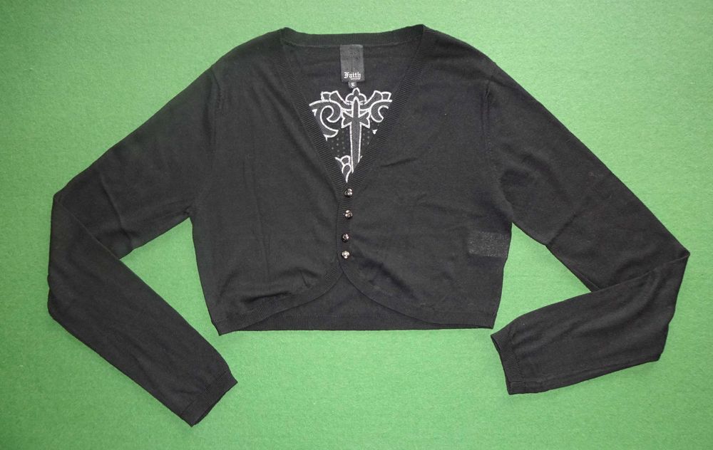 FAITH Connexion oryginalne LUX czarne bolerko ćwieki cyrkonie hafty S