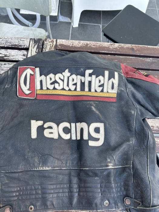 Casaco de couro motociclista chesterfield racing