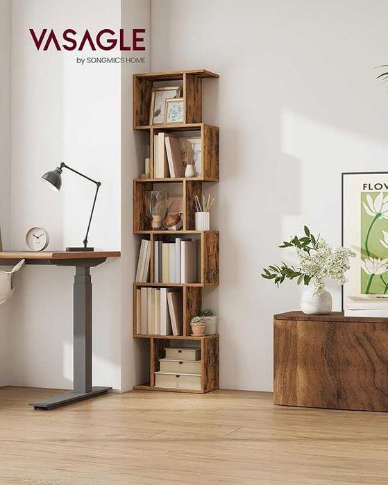 Regał VASAGLE, 6-poziomowy regał, 24 x 40 x 191 cm rustykalny brąz
