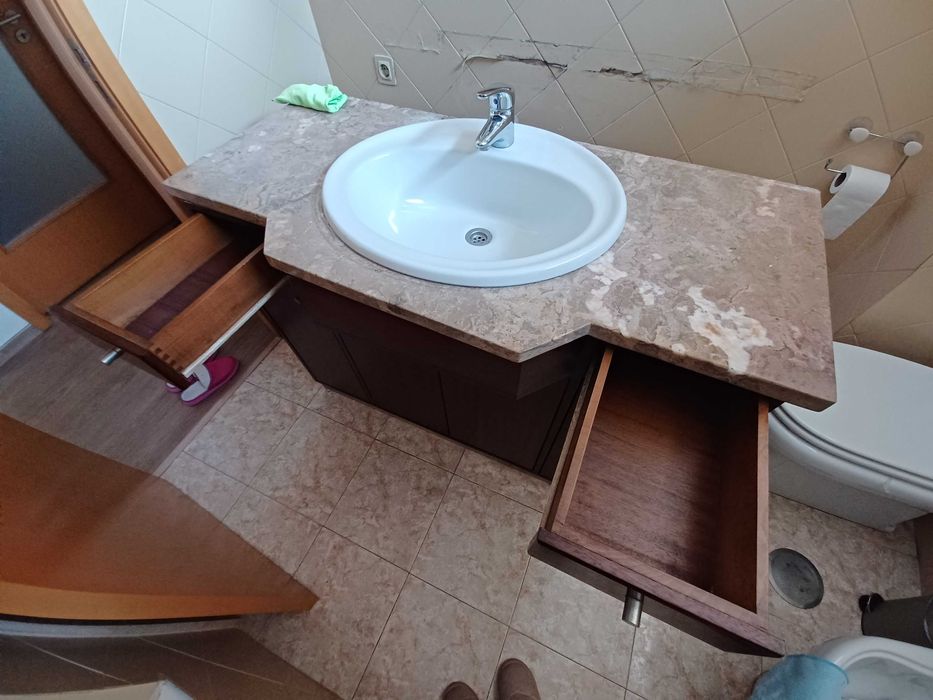Móvel WC 120 cm + bancada em mármore