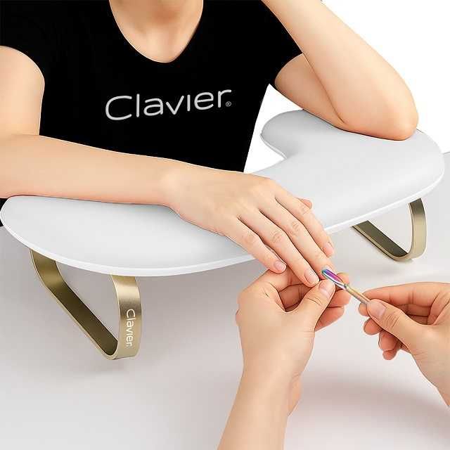 Podpórka poduszka pod dłoń owalna biała - złota do manicure Clavier