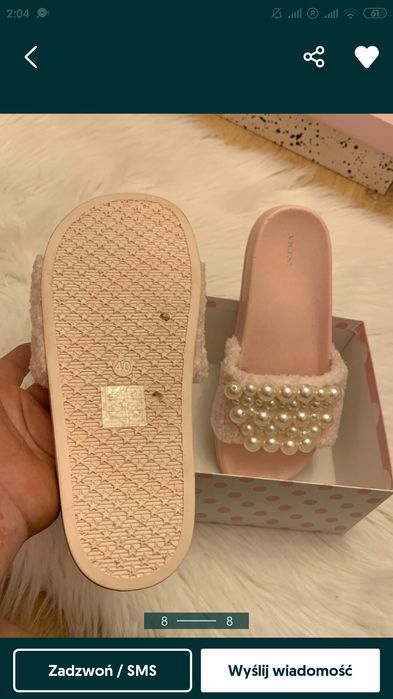 Vices piękne klapki futerko perełki 39/40