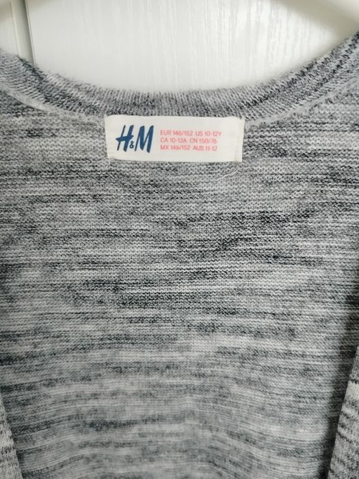 Kardigan blezer z kieszeniami H&M 152 szary melanż