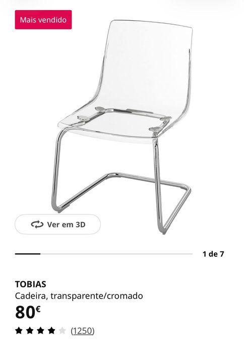 Jogo de 4 cadeiras ikea TOBIAS
