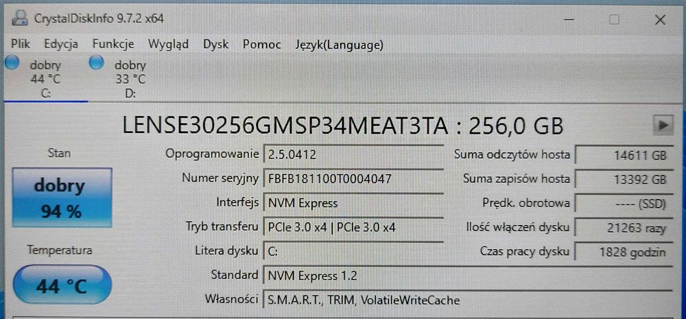 Dysk SSD M2 NVMe 256 GB - Union Memory