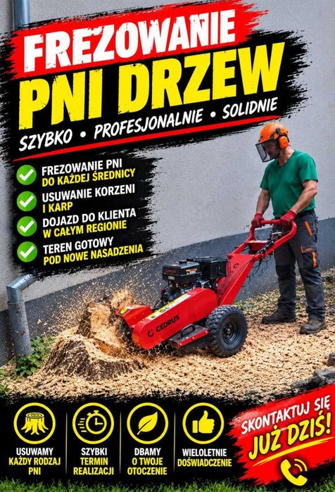 Frezowanie pni drzew, usługi rębakiem