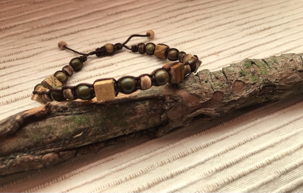 Bransoletka męska handmade naturalnymi kamieniami Jaspis obrazkowy