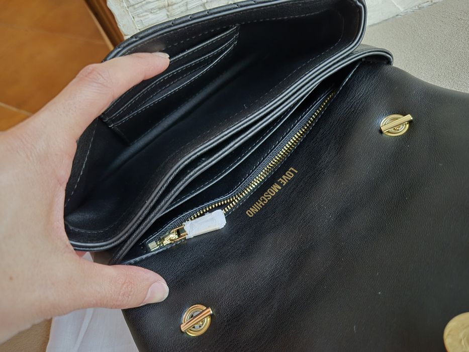 Torebka Damska Kopertówka Love Moschino Czarna pikowana