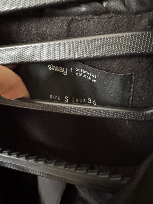 Płaszcz Zara Sinsay biały czarny rozmiar M