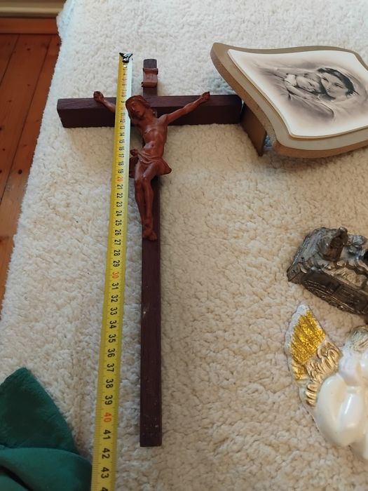 Krzyż na sciane retro vintage dewocjonalia religijne ozdoby
