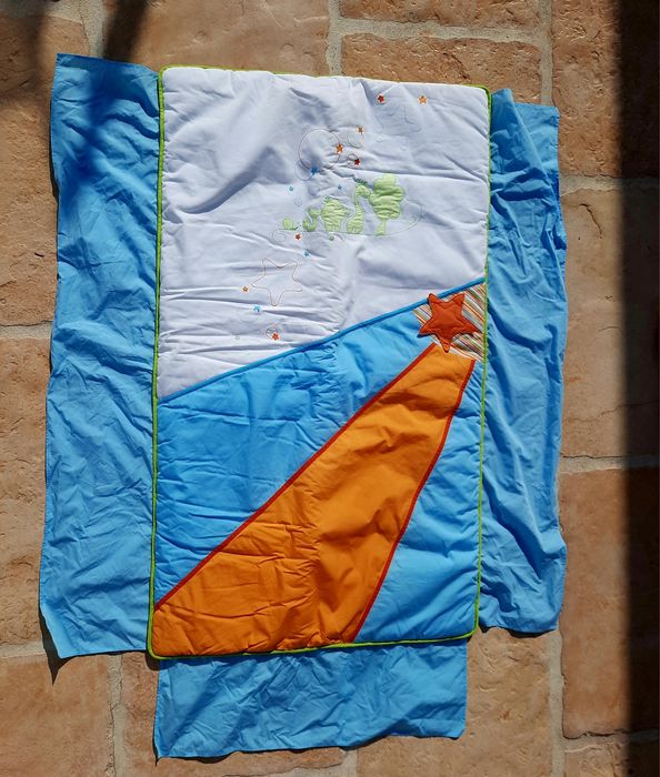 Saco de dormir + Edredão + Conjunto de lençóis  de flanela  para berço+ Resguardo novo