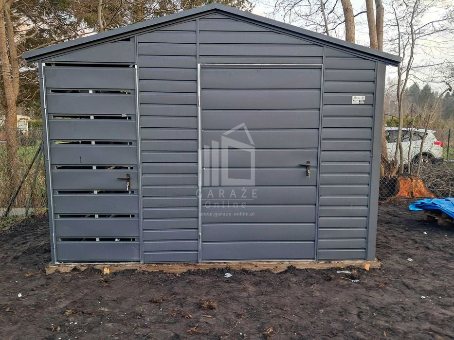 Schowek domek ogrodowy 2x2m - drzwi - antracyt - dach dwuspadowy ID991