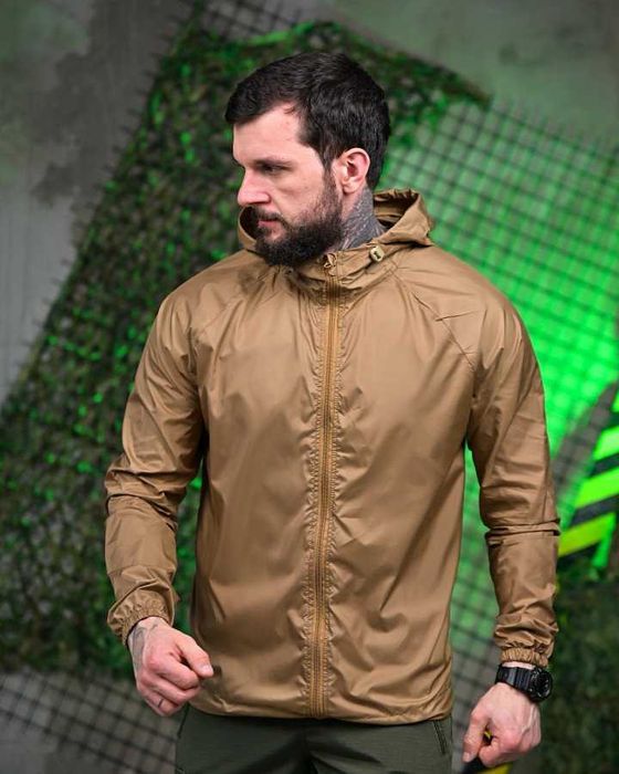 Тактична вітровка-дощовик койот, компактна,розмір S–3XL Без передоплати