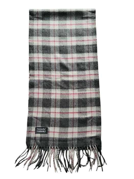 Szary szalik Christian Dior wzór w kratkę unisex kratka