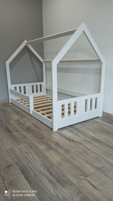 160x80 Łóżko dziecięce domek białe - OD RĘKI