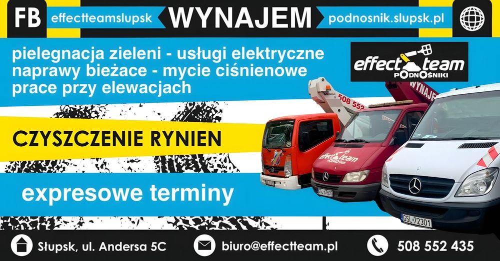 Podnośnik Koszowy NAJTANIEJ  Banery Reklamy Wydruk Reklama Effect Team
