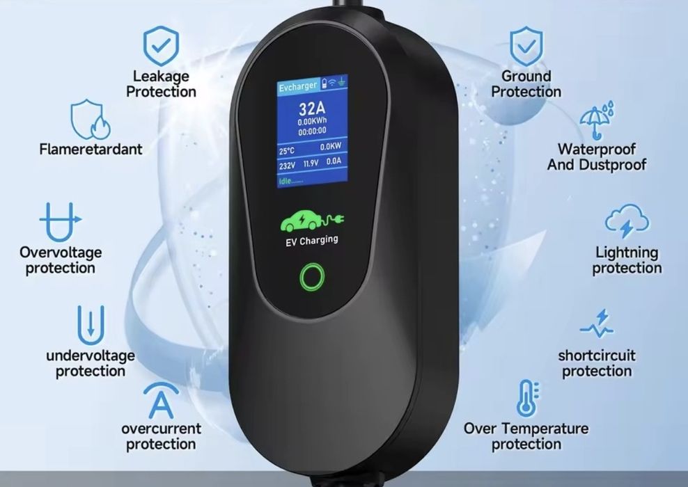 Carregador Tipo 2 – 32A Monofásico (7.4kW) com Wi-Fi | Novo