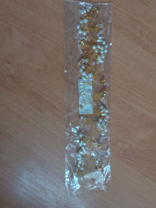 Złota ozdoba do fryzury ślubnej, dla Pani młodej