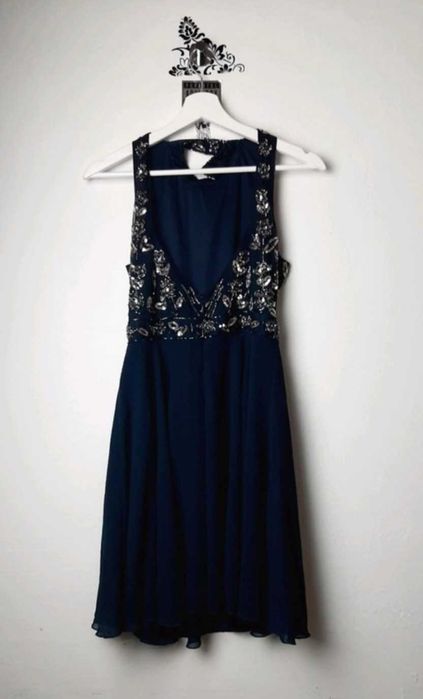 Sukienka granatowa koktajlowa na wesele Lace & Beads M