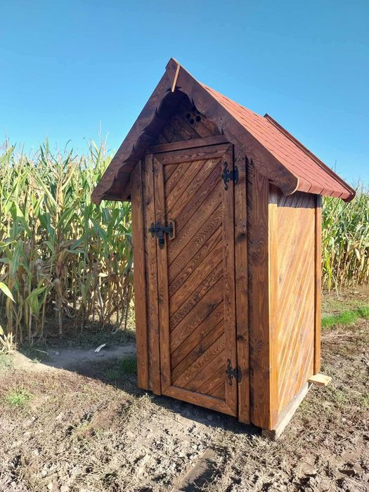 Toaleta drewniana ogrodowa separacyjna WC ROD budowę wychodek sławojka