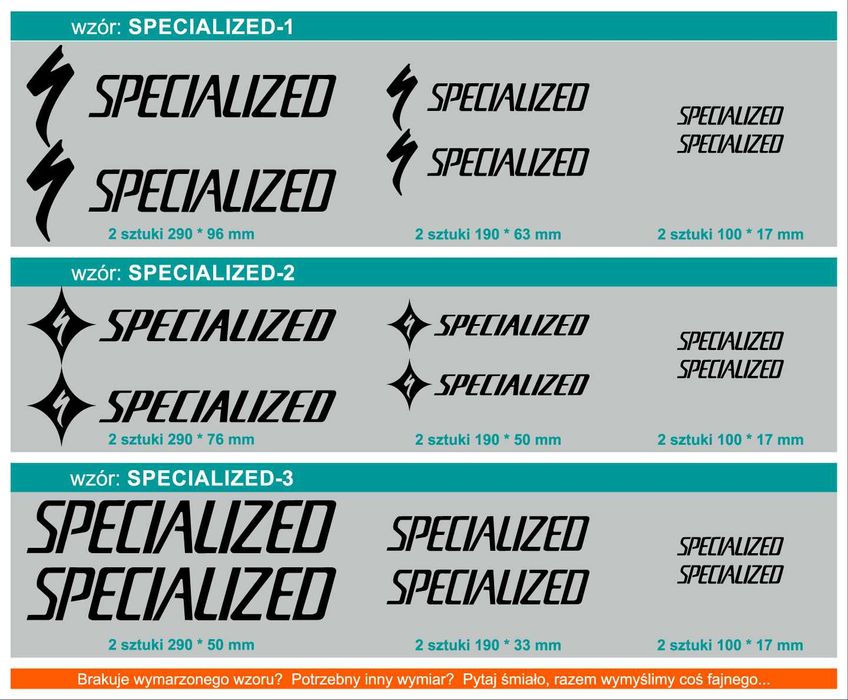 SPECIALIZED naklejki zastępcze na rower komplet 6 sztuk
