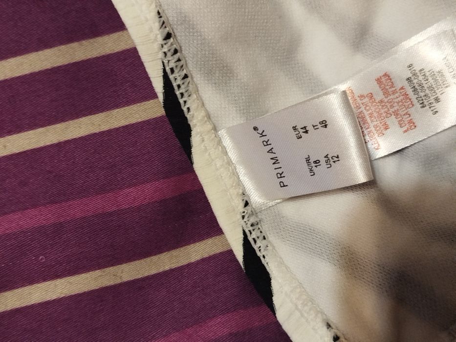 Nowy stanik biały w czarne paski góra kostiumu do opalania Primark 44