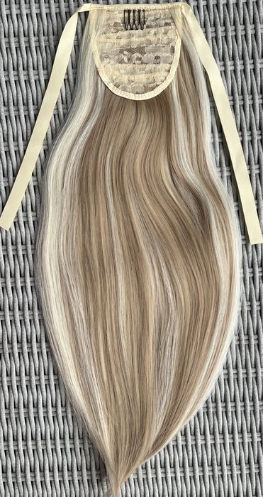 Premium Ultra włosy doczepiane, blond / pasemka / refleksy kucyk 416.