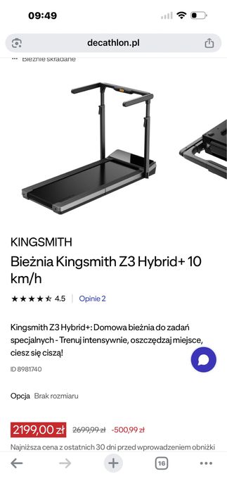 Bieżnia elektryczna KINGSMITH WalkingPad TRR2F R2