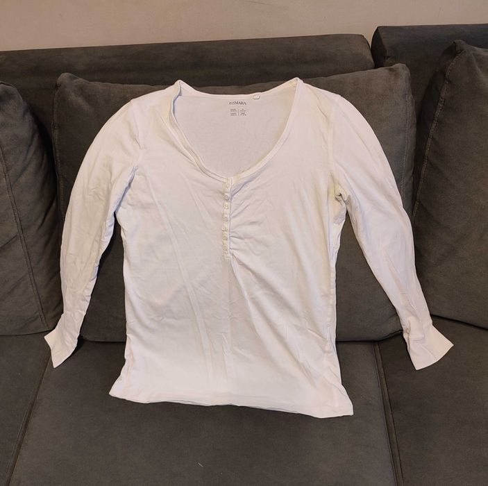 Bluzka damska z długimi rękawami biała M