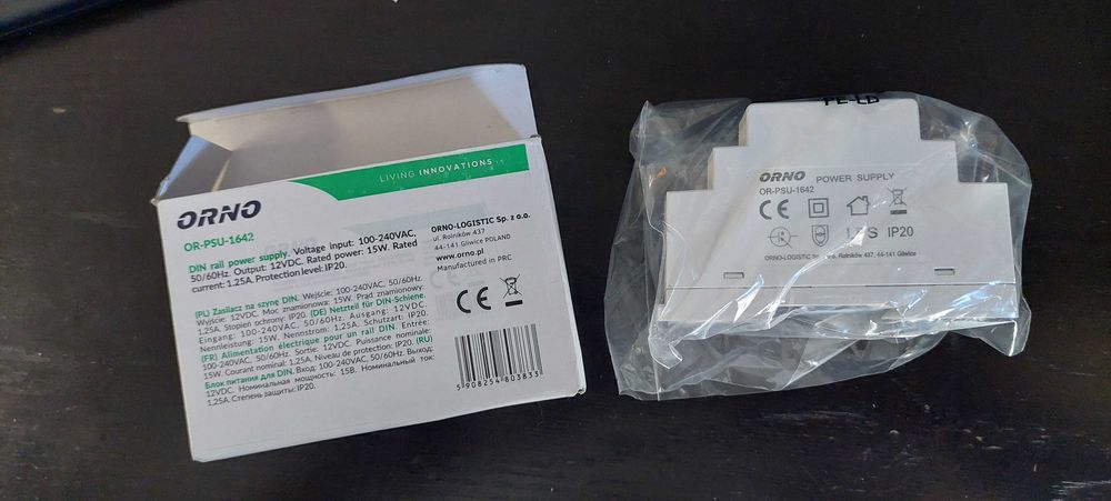 Fonte de Alimentação para trilho DIN 12V DC, 1.25A, 15W (OR-PSU-1642)