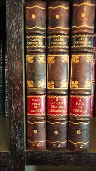 conjunto de livros encadernados antigos