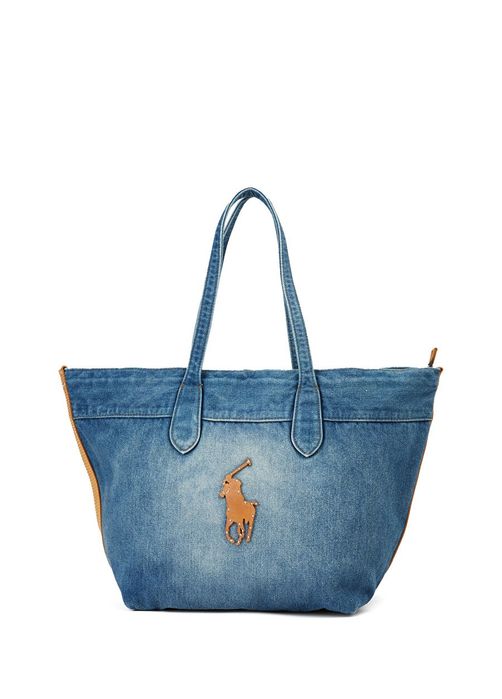 Сумка женская vip  Ralph Lauren джинсовая с кожаными вставками.