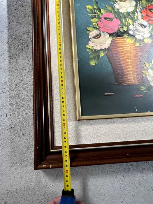 Peça de arte com moldura de madeira