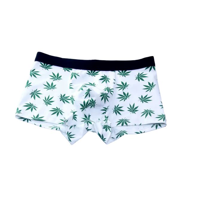 Męskie bokserki w liście konopi - marihuana THC - XXL
