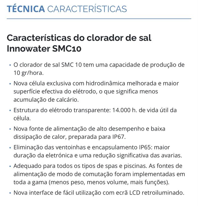 Vendo maquina de cloro para piscina de agua salgada Innowater smc 10