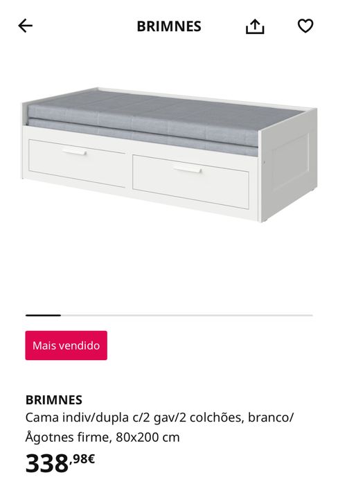 Cama Brimnes dupla com gavetas 80*200